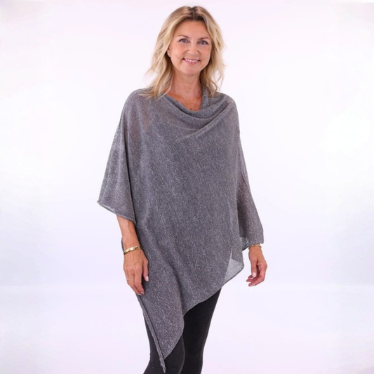 Sparkle Poncho Throwover - Grey