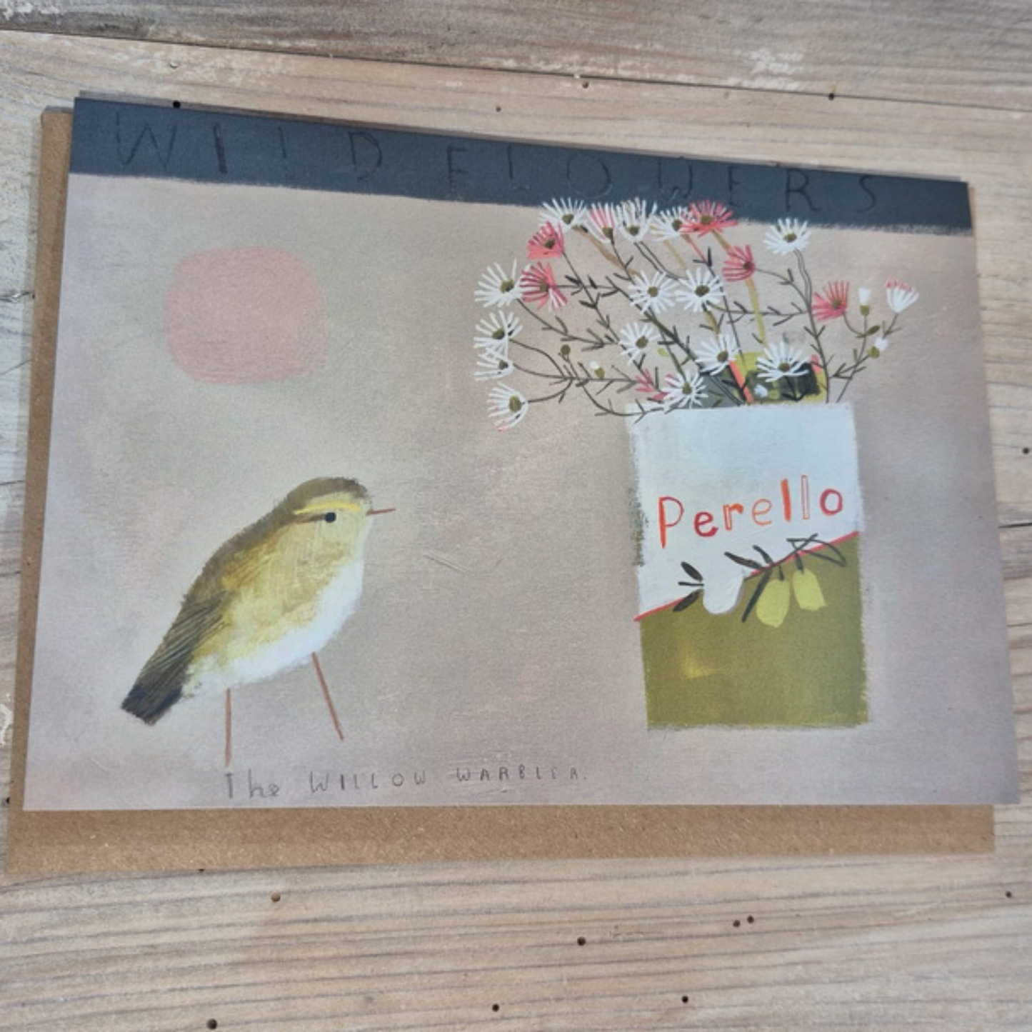 Greetings Card - Willow Warbler and Wild Flowers