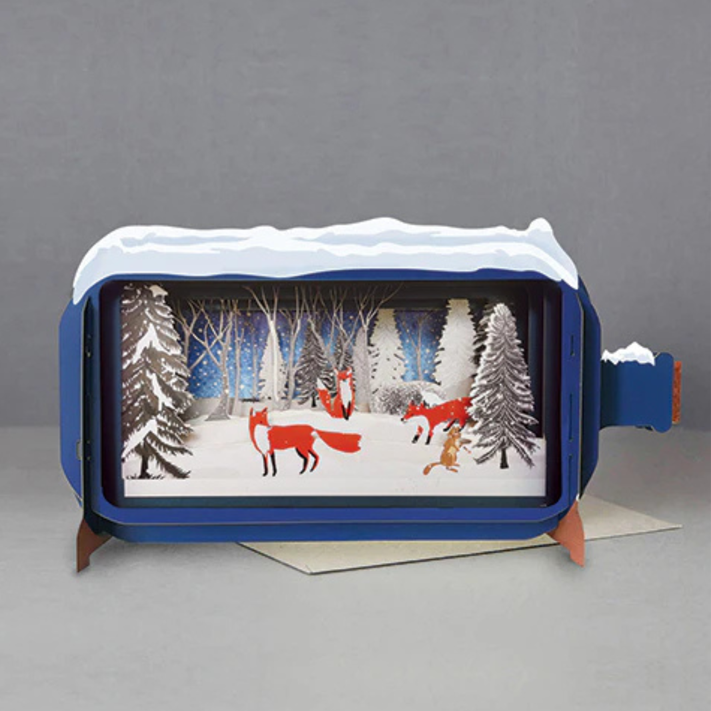 Pop Up Greetings Card - Winter Foxes