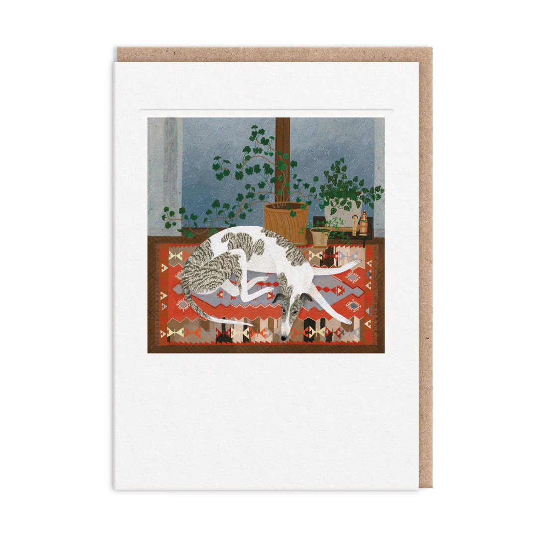 Greetings Card - Rainy Day Greyhound