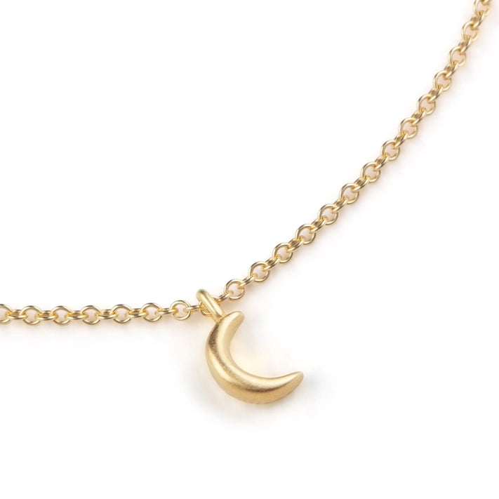 Luna Crescent Moon Fine Gold Chain Necklace