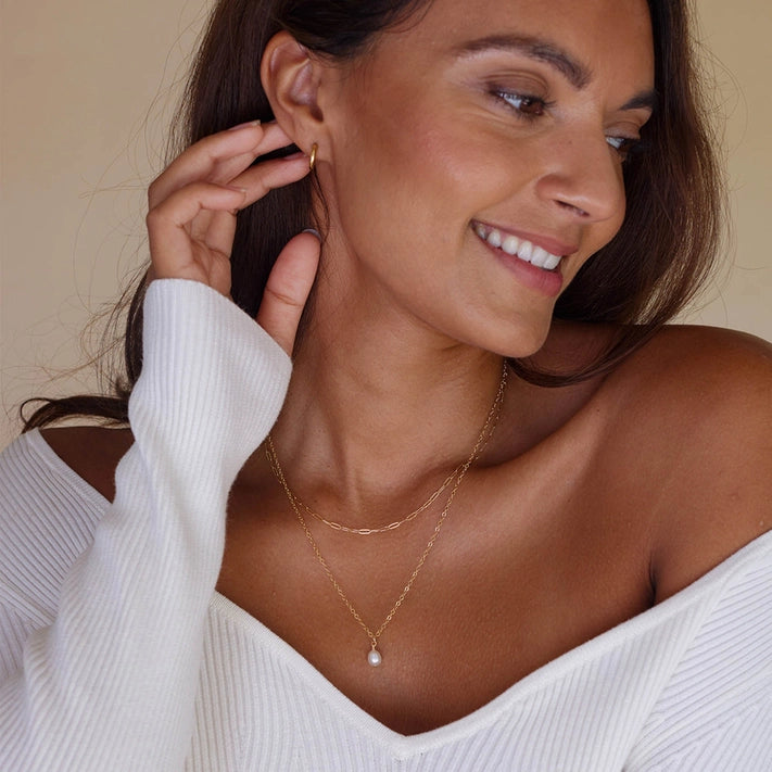 Wanderlust Life Fine Gold Chain Necklace - Pearl