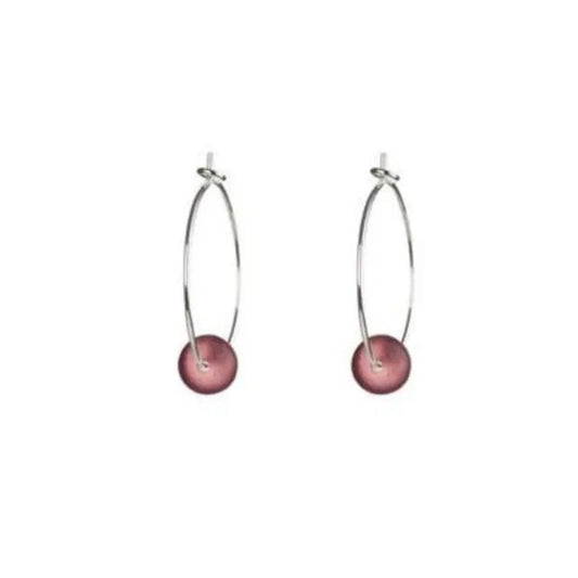 Silver Hoop Earrings - Amethyst Sea Glass