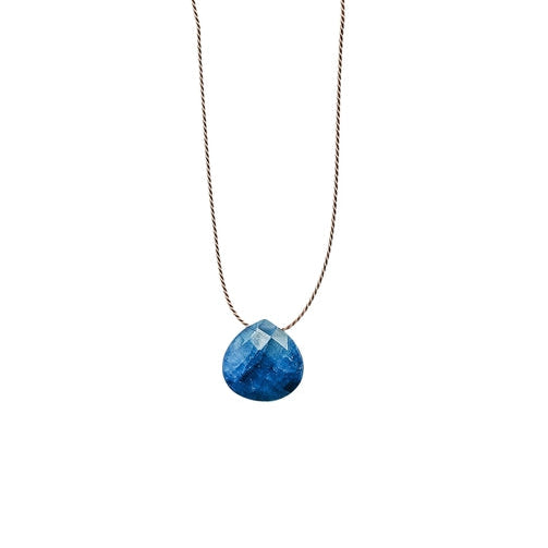 Silk Cord Birthstone Necklace - September Blue Sapphire