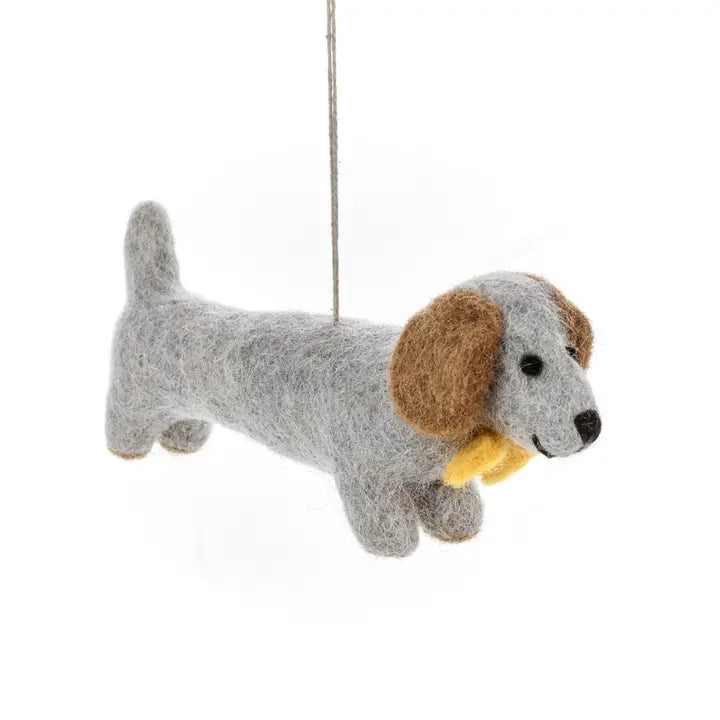 Hanging Felt Decoration - Dapper Dachshund