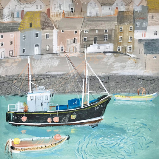 Greetings Card - Black Boat