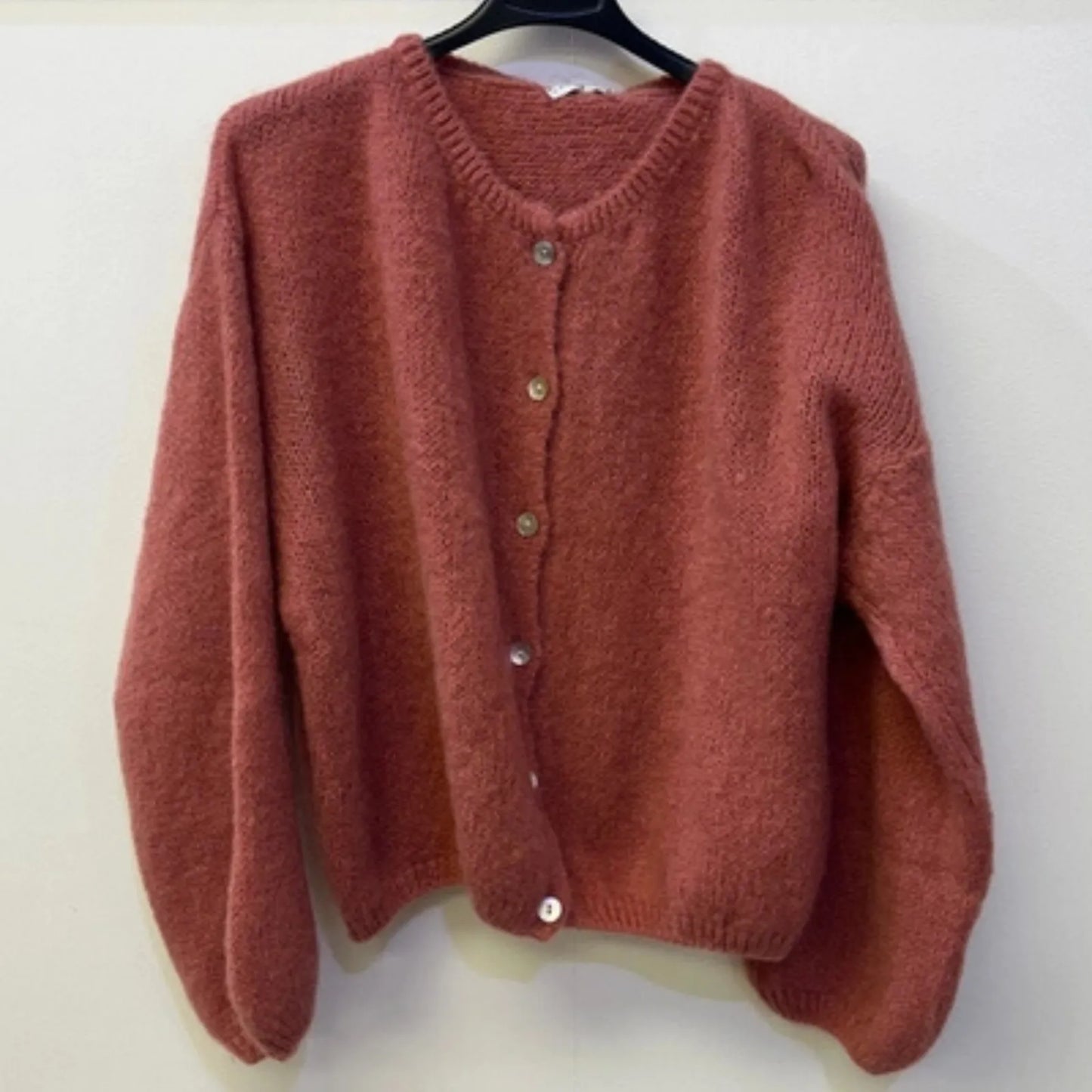 Mohair Blend Button Through Cardigan - Rose