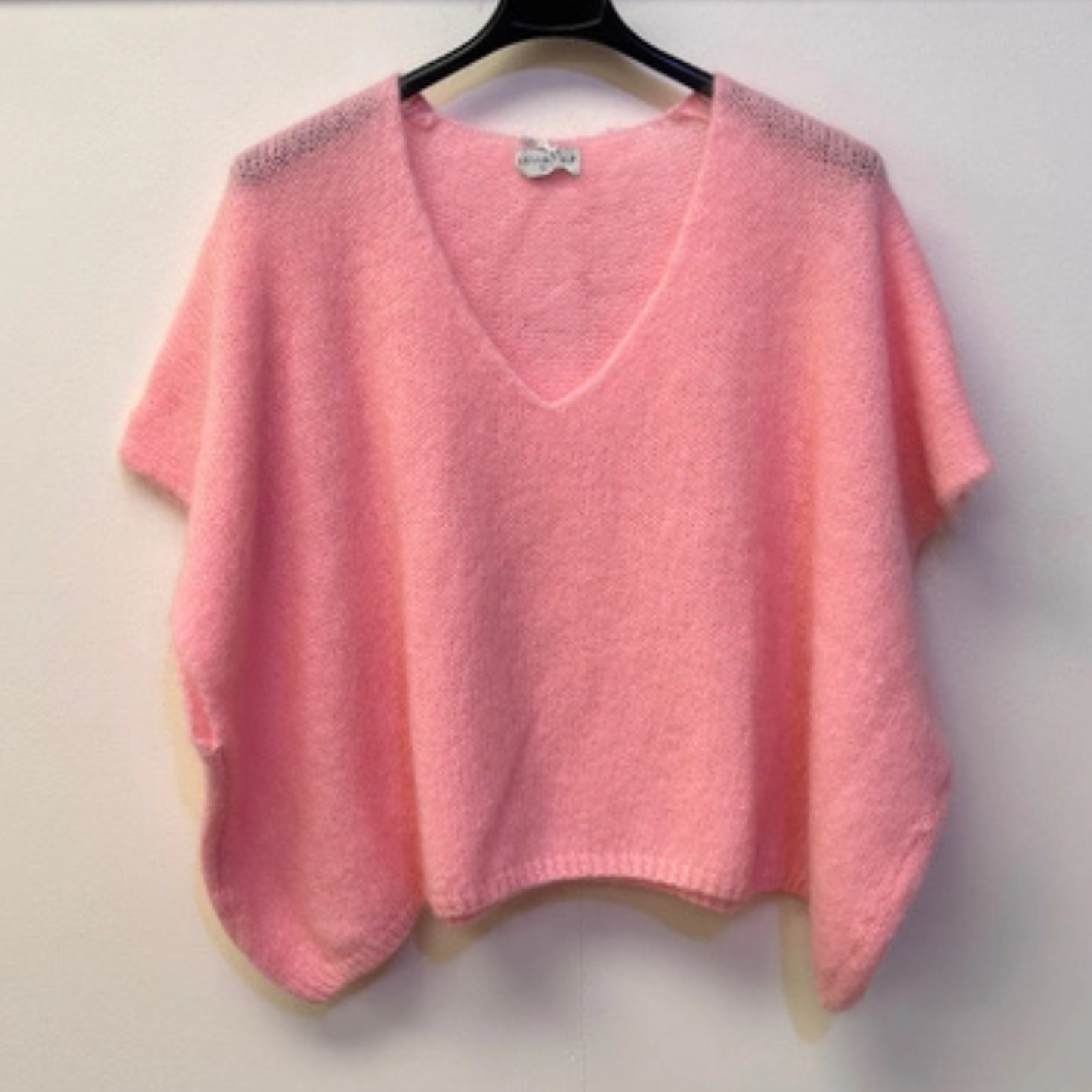 Drop Shoulder Mohair Blend Tank Top - Candy Pink
