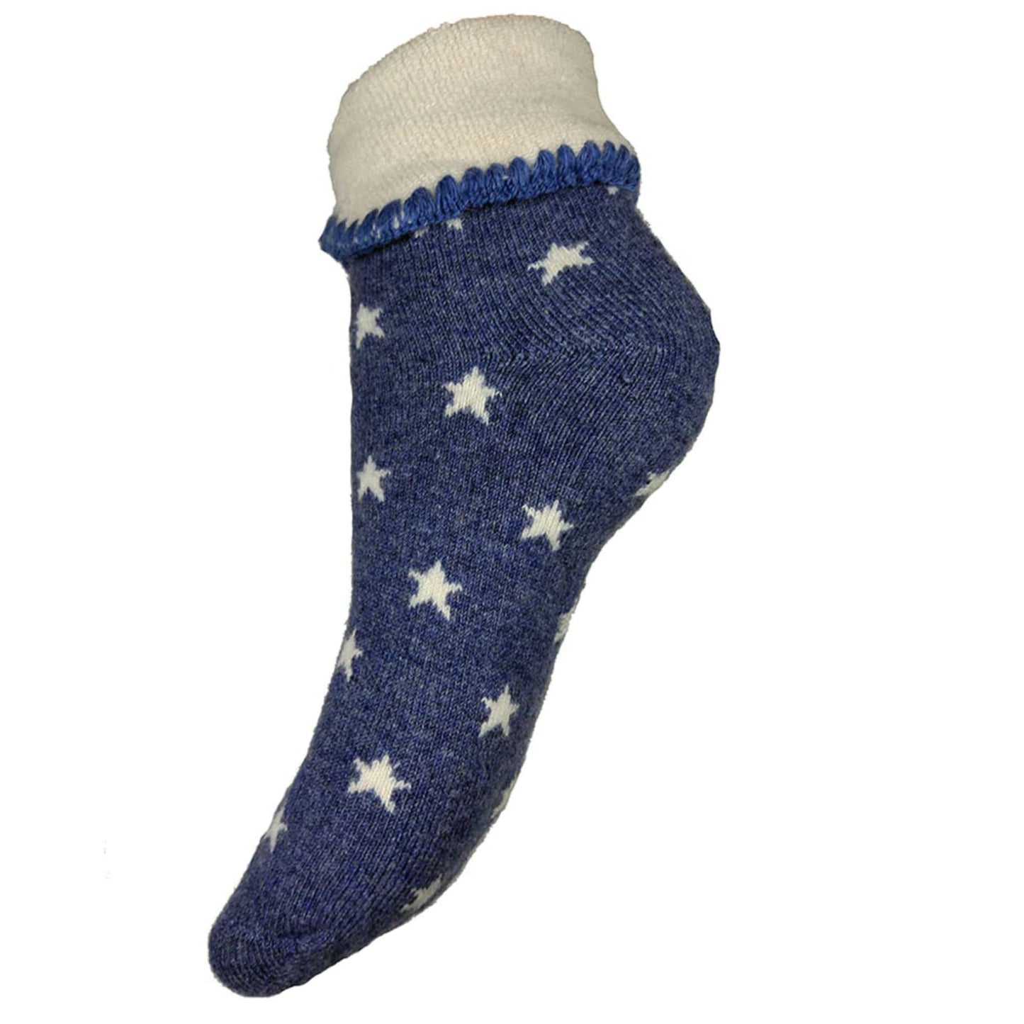 Wool Blend Socks - Blue with Cream Stars
