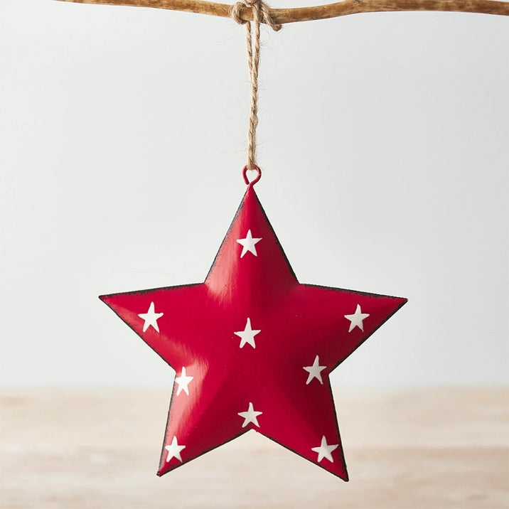Metal Star Hanging Decoration - Red