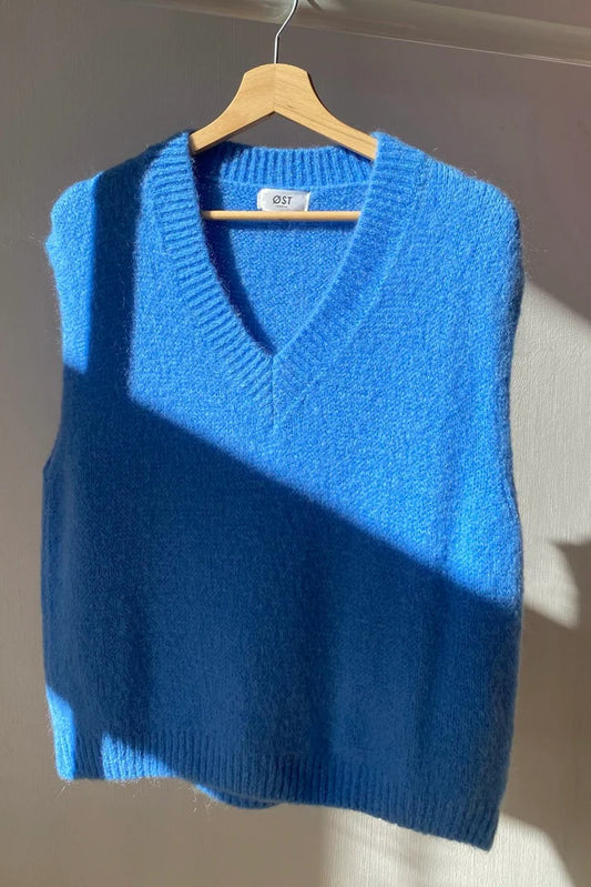 Tessa Knitted Mohair Vest - Cornflower Blue