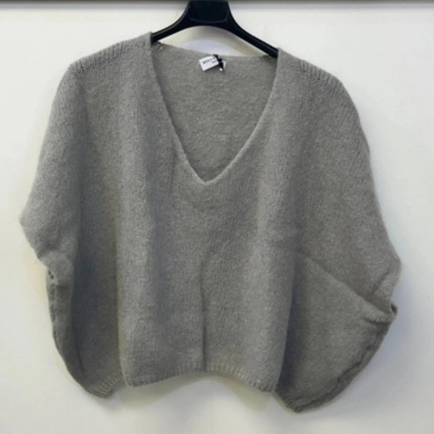 Drop Shoulder Mohair Blend Tank Top - Silver Grey