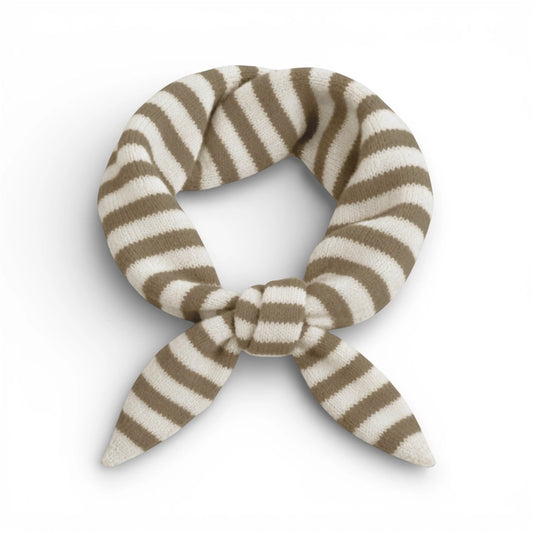 Wool Blend Triangle Neck Scarf - Taupe Stripe