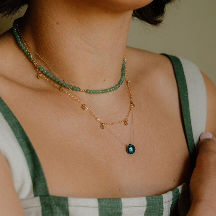 Fine Cord Gemstone Necklace - Portofino Blue Quartz