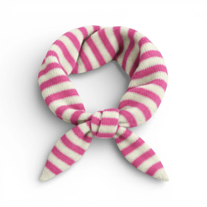 Wool Blend Triangle Neck Scarf - Pink Stripe