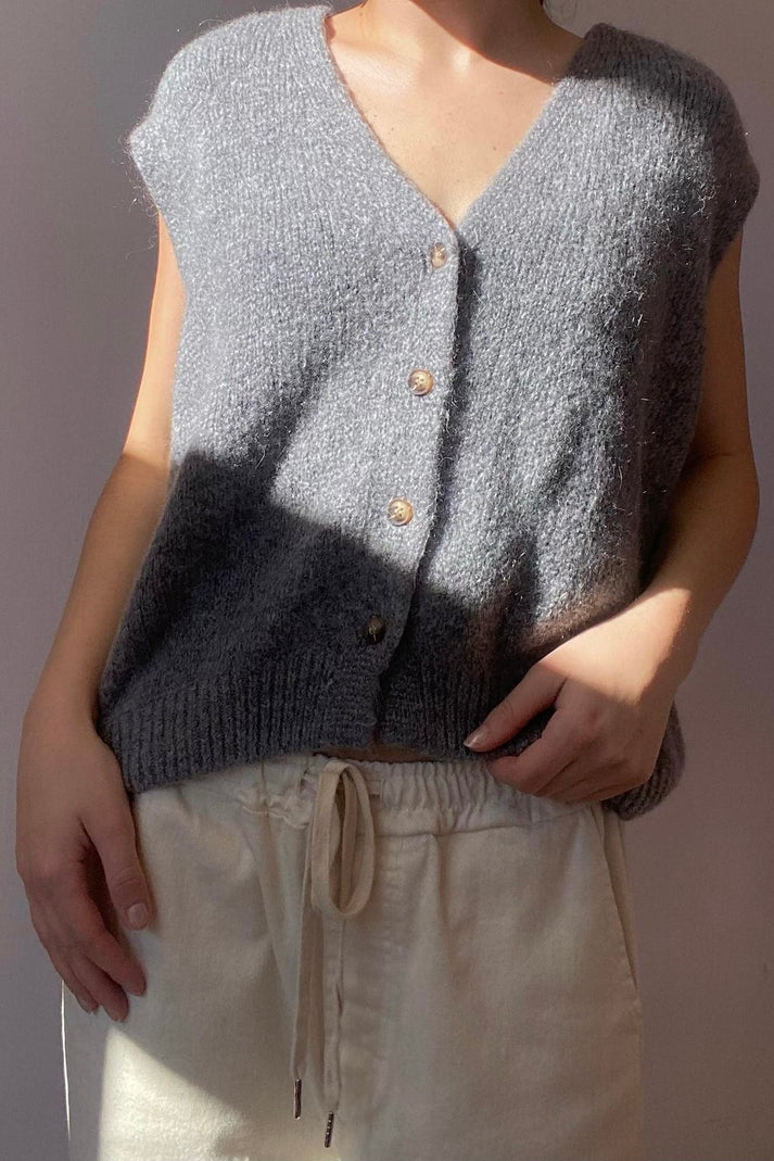 Erika Kid Mohair Vest - Dark Grey