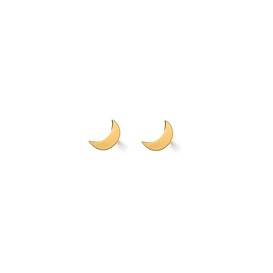 Luna Crescent Moon Gold Stud Earrings