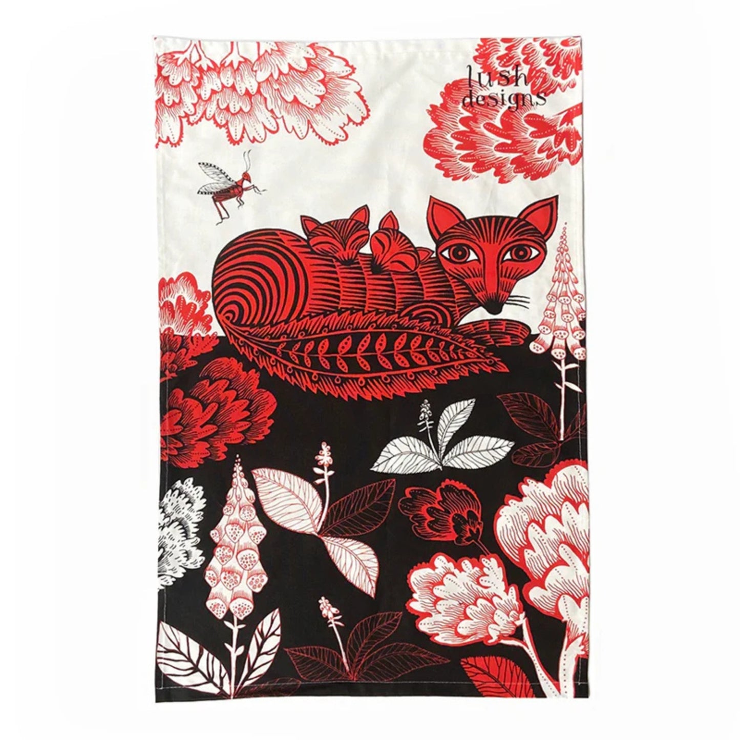 Illustrated Tea Towel - Fox and Cubs