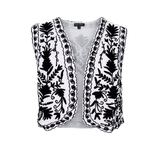 Gili Embroidered Vest - Black and White