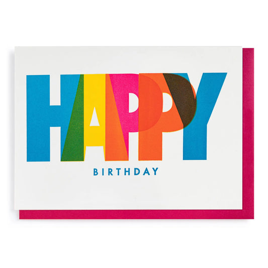 Greetings Card - Happy Birthday Block Print