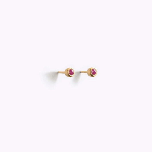 July Birthstone Stud Earrings - Ruby