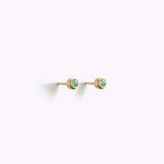 May Birthstone Stud Earrings - Emerald
