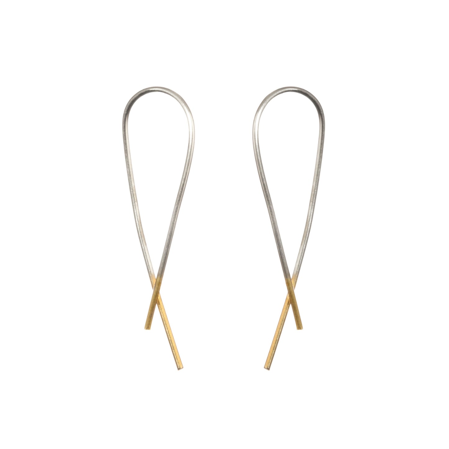Silver Crossover Gold Dipped Earrings