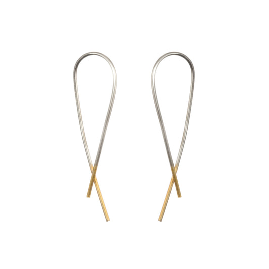 Silver Crossover Gold Dipped Earrings