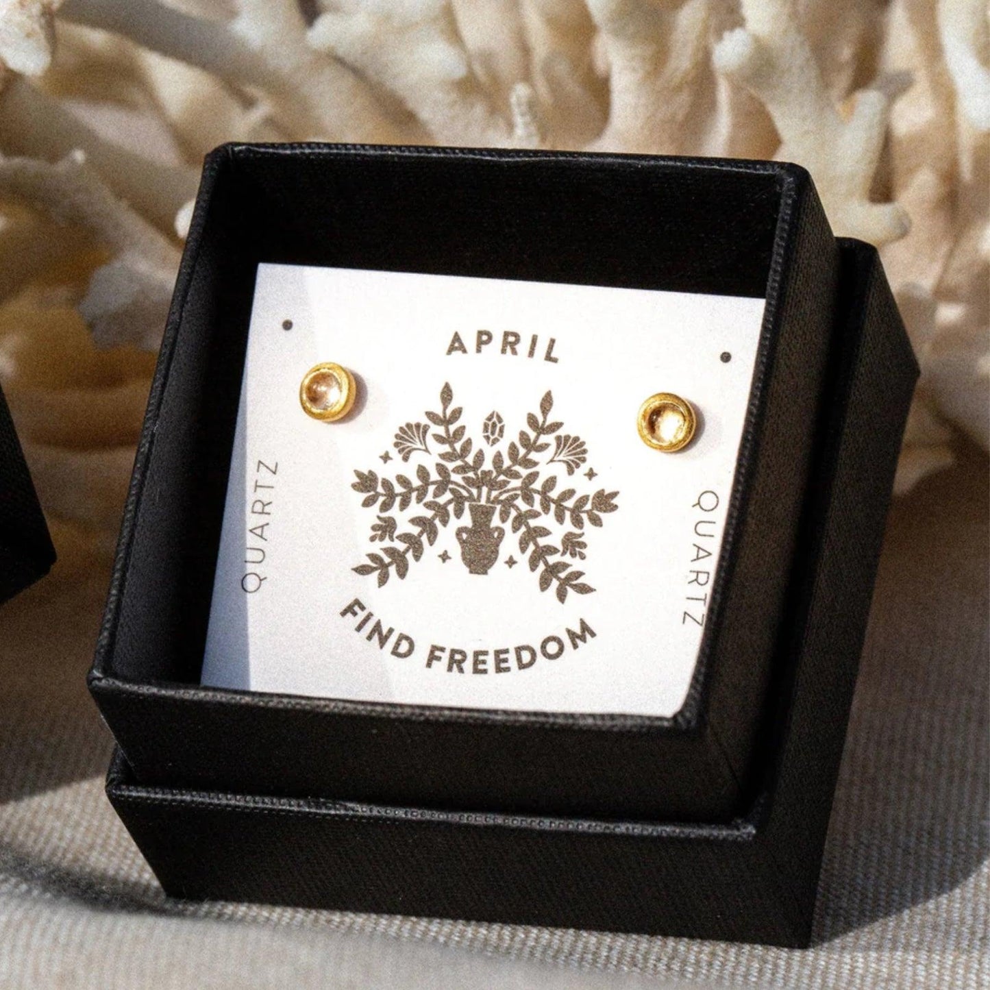 April Birthstone Stud Earrings - Quartz