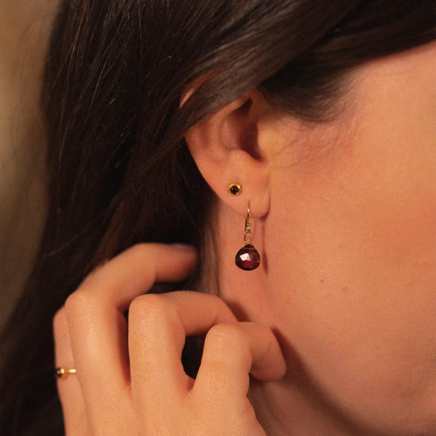 January Birthstone Stud Earrings - Garnet