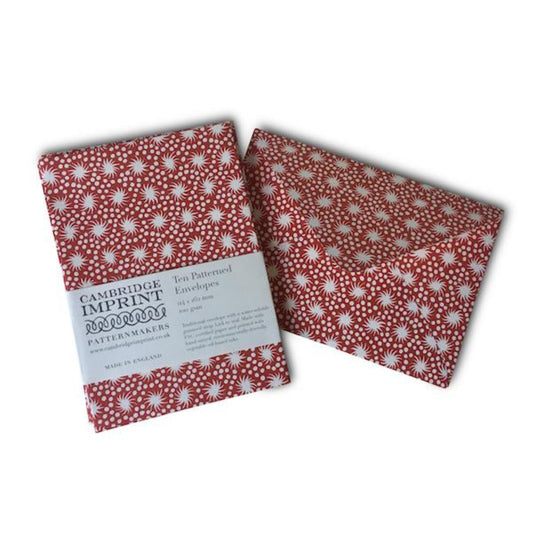 Pack of 10 Patterned Envelopes - Animalcules Crimson