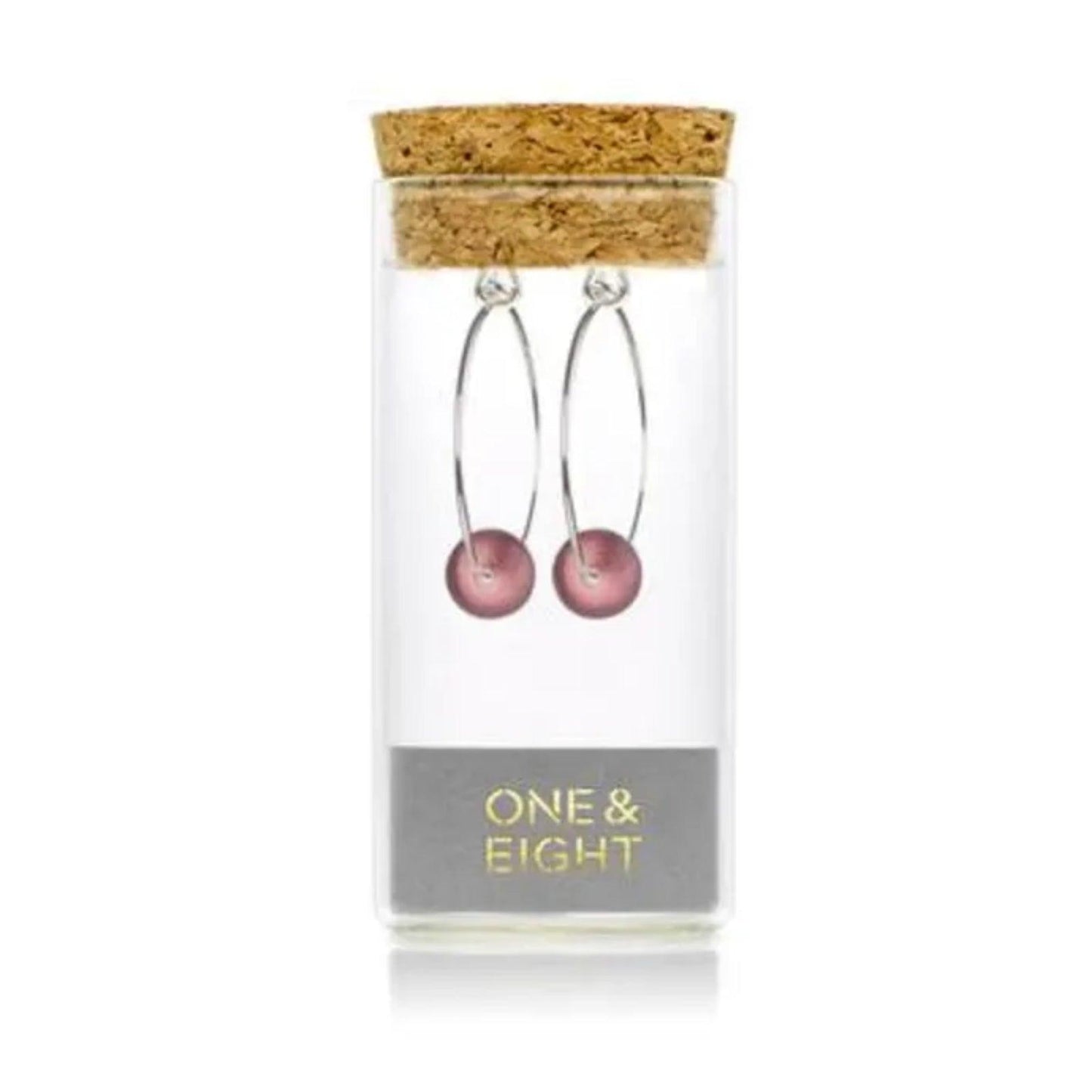 One & Eight Silver Hoop Earrings - Amethyst Sea Glass