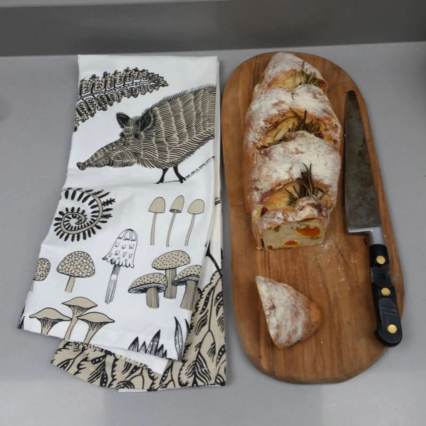 Illustrated Tea Towel - Wild Pigs
