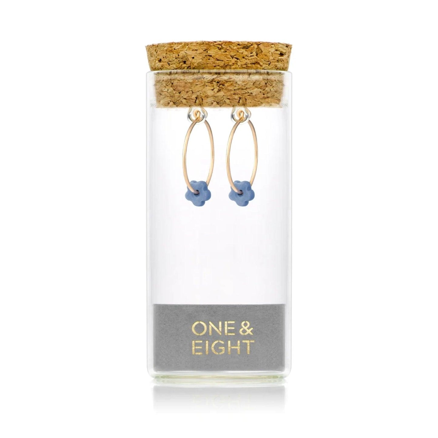 Gold Hoop Earrings - Blue Lapis Petal