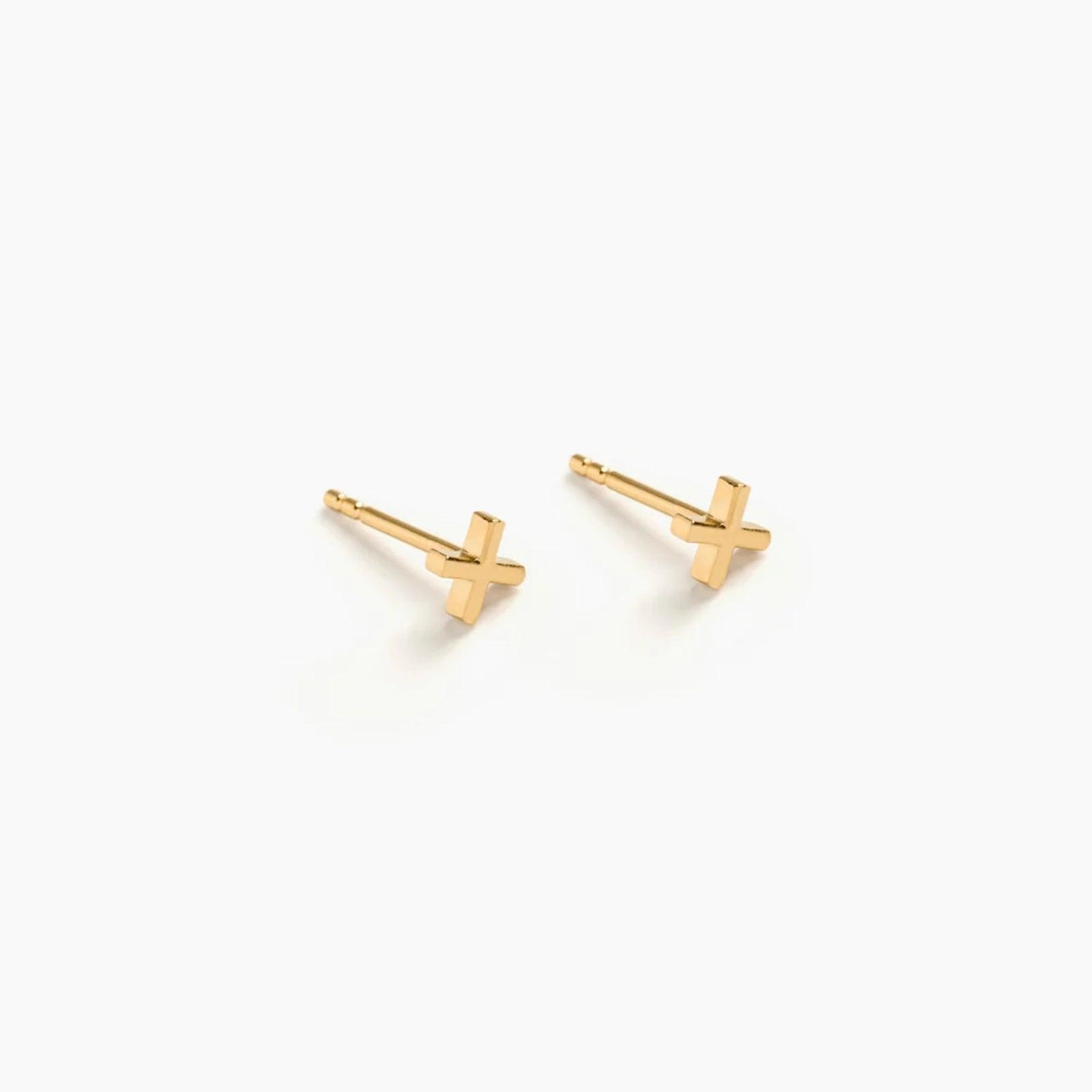 Gold Stud Earrings - Love