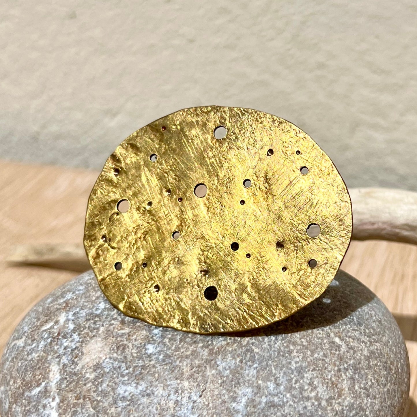 Sarah Drew Brass Ring - Eroded Pebble