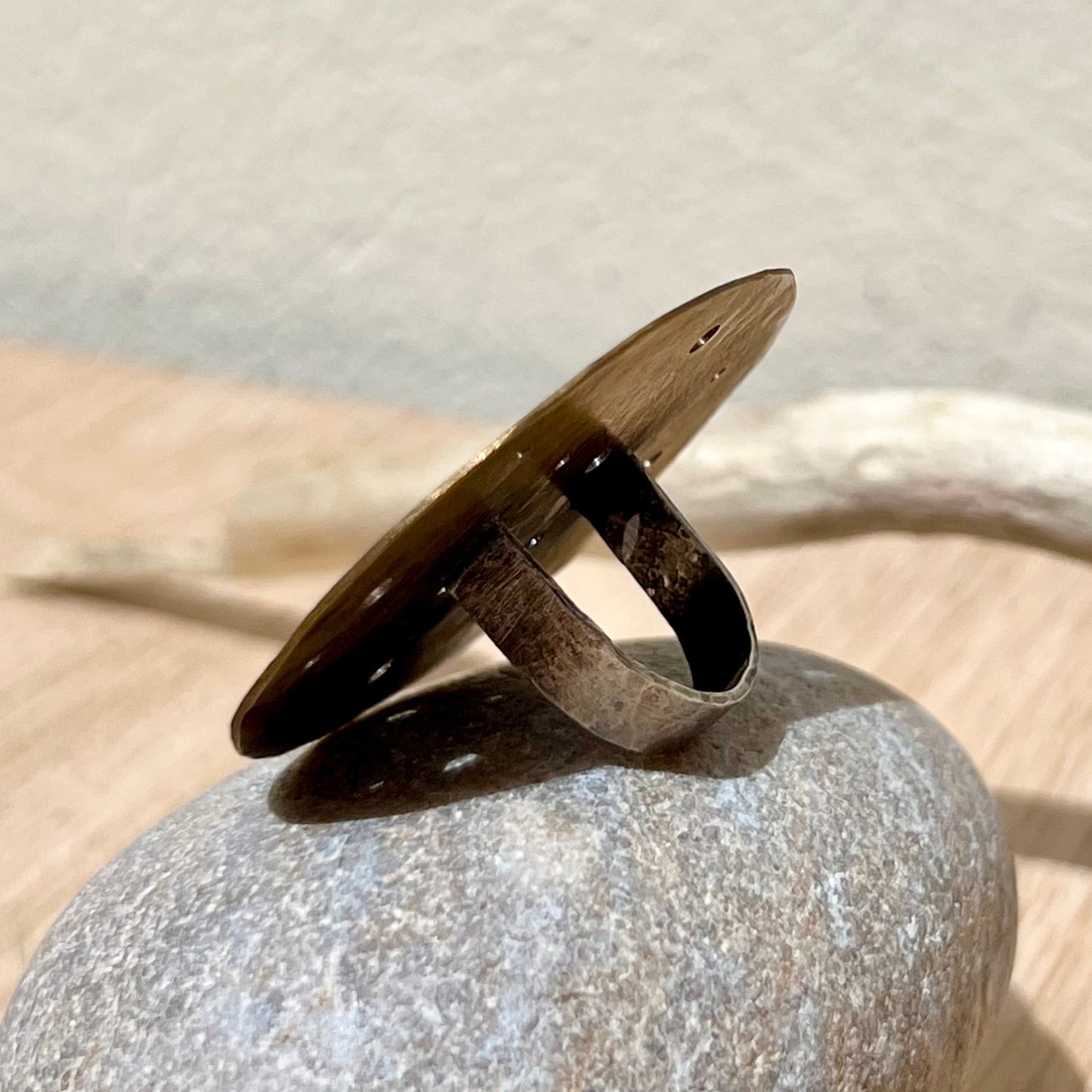Sarah Drew Brass Ring - Eroded Pebble