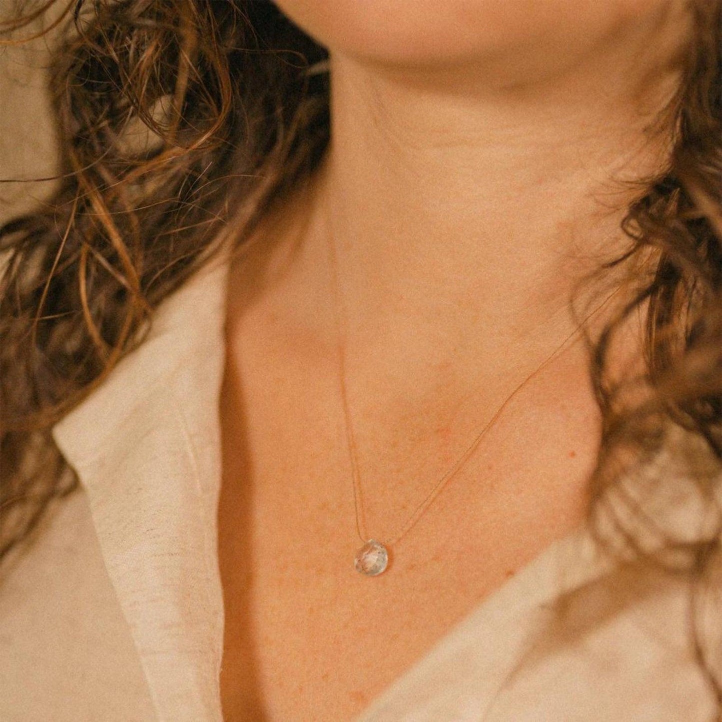 Fine Cord Gemstone Necklace - Aquamarine