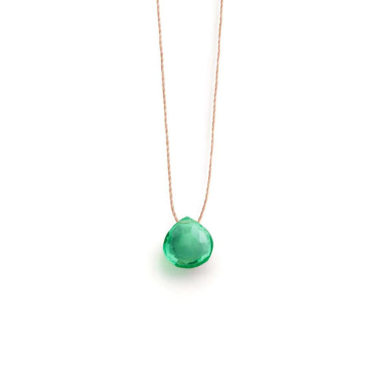 Fine Cord Gemstone Necklace - Seafoam Green Quartz