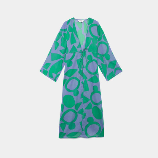 Compania Fantastica Kimono - Geometric Green and Purple
