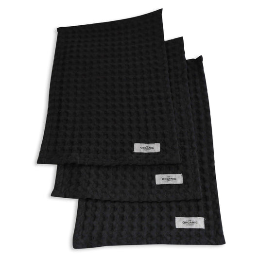 Set of 3 Big Waffle Wash Cloths - Dark Grey