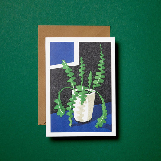 Pressed and Folded Greetings Card - Fishbone Cactus Plant