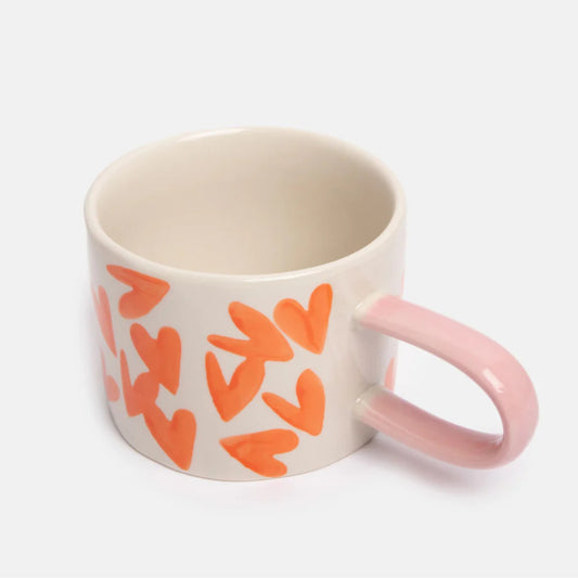 Ceramic Mug - Orange Hearts