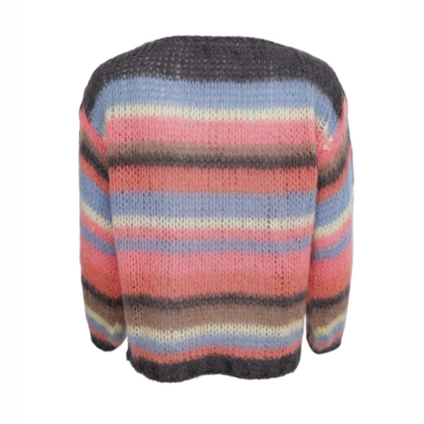Black Colour DK Multi Striped Jumper - Coral Pink