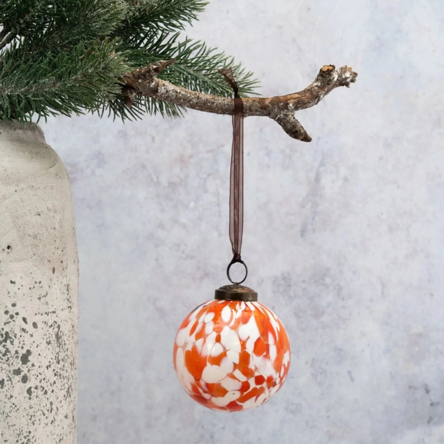 Glass Bauble - Orange Mosaic