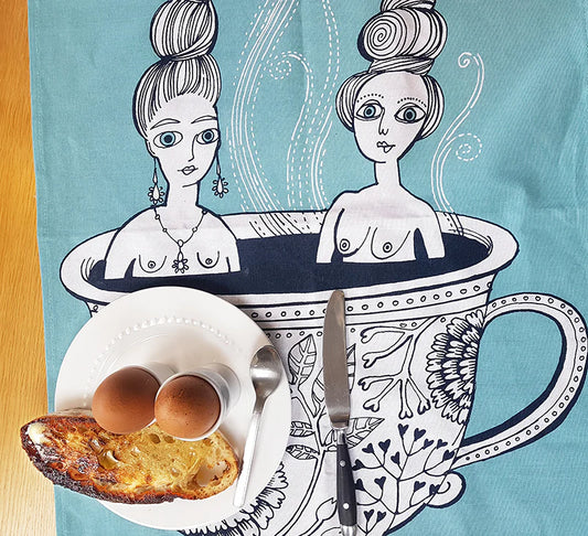 Illustrated Tea Towel - Tea Cup Ladies