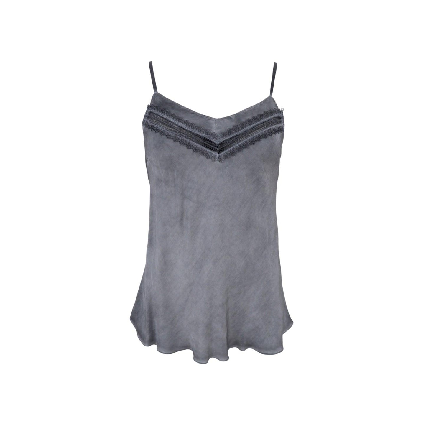 Black Colour DK Lou Satin Strap Top - Grey