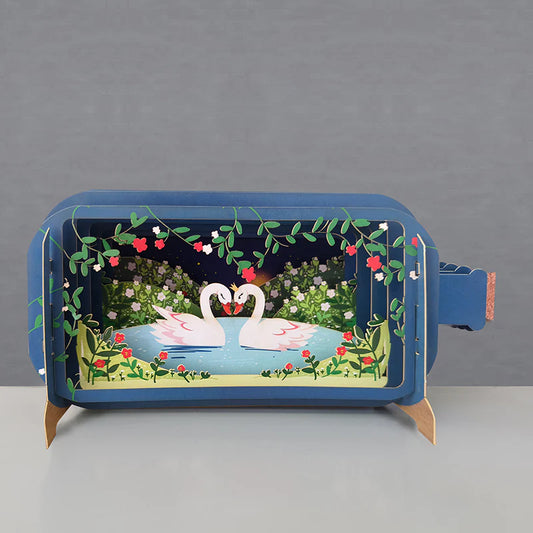 Pop Up Greetings Card - Swans