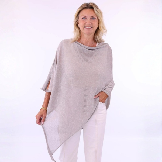 Sparkle Poncho Throwover - Mocha