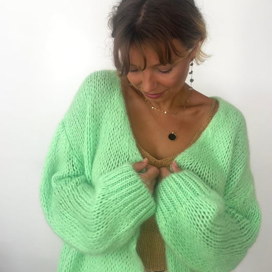 OEST Mohair Blend Cardigan - Lime Green